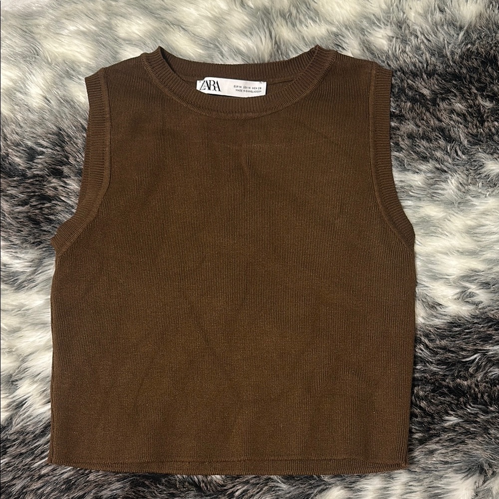Zara Chocolate Brown Knit Tank